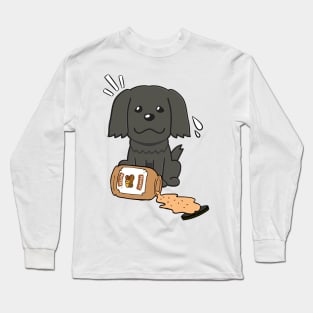 Cute Black Dog spilled a jar of peanut butter Long Sleeve T-Shirt